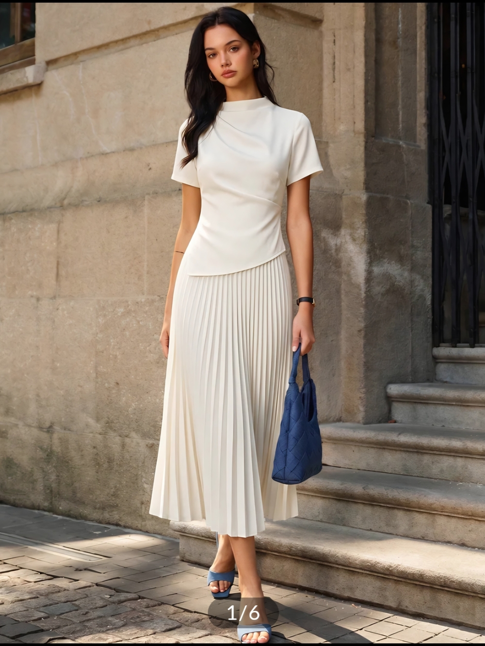 2 In 1 Short Sleeve Pleated Maxi Dress